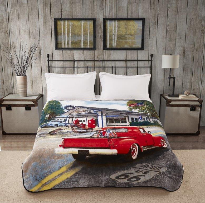 Regal Comfort - Route 66 - Plush Decorative Queen Size Blanket