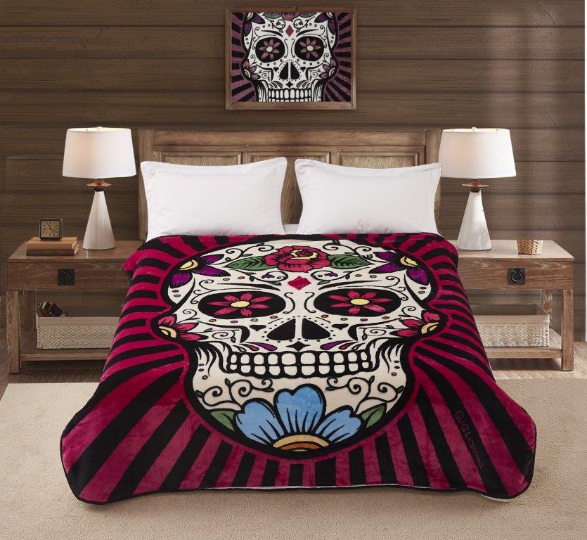Regal Comfort - Sugar Skull - Plush Decorative Queen Size Blanket