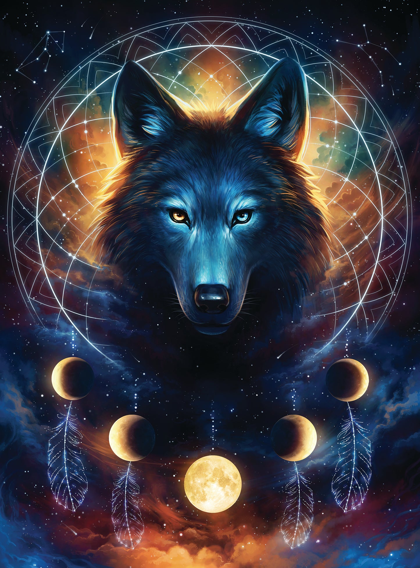 Regal Comfort - Dreamcatcher Wolf - Plush Decorative Throw Blanket 50"x60"