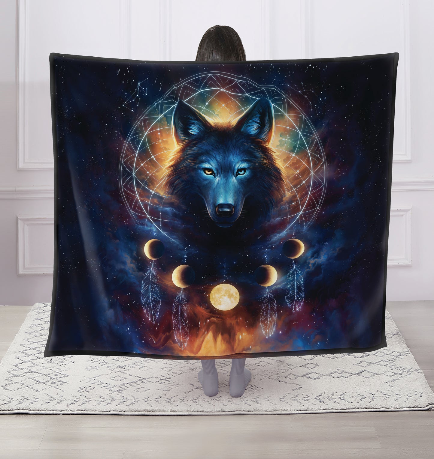 Regal Comfort - Dreamcatcher Wolf - Plush Decorative Throw Blanket 50"x60"