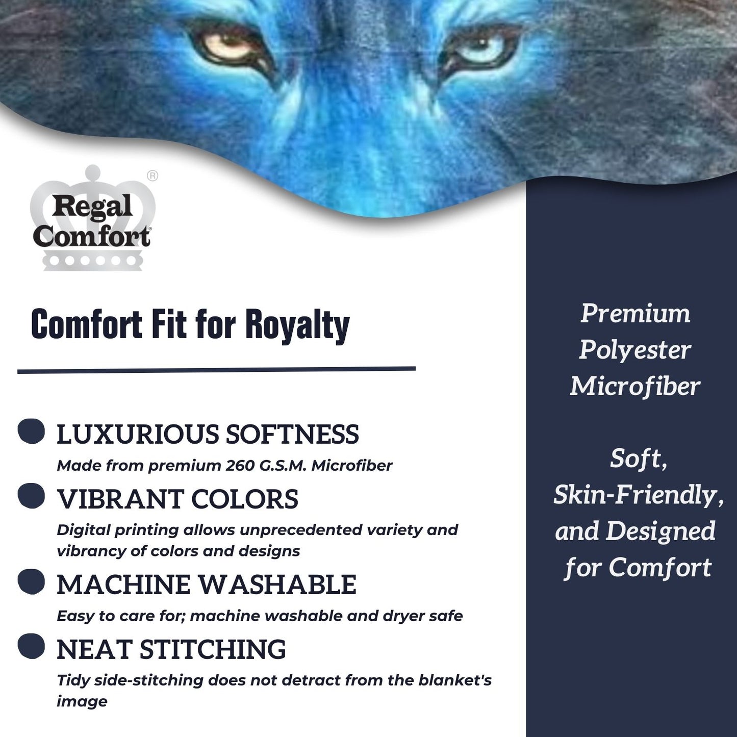 Regal Comfort - Dreamcatcher Wolf - Plush Decorative Throw Blanket 50"x60"