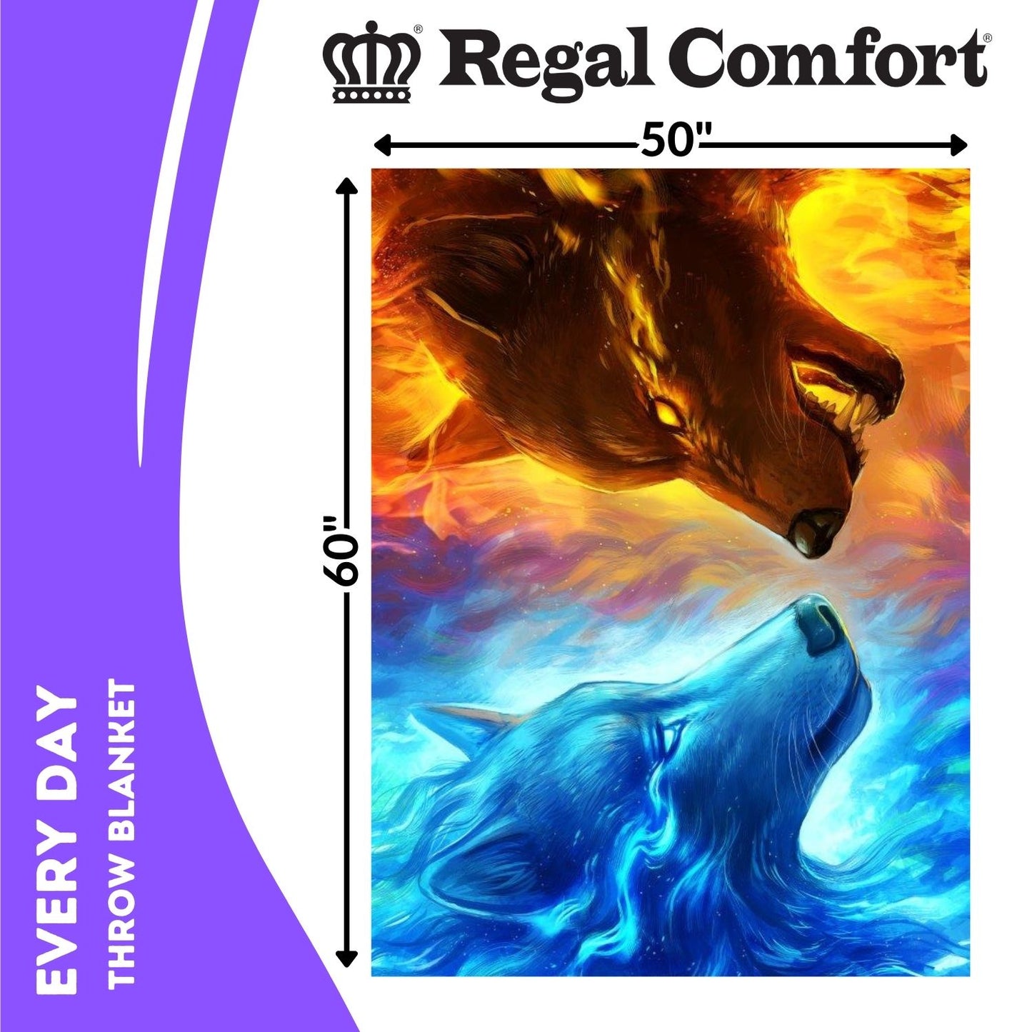 Regal Comfort - Fire and Ice - Plush Decorative Throw Blanket 50"x60"