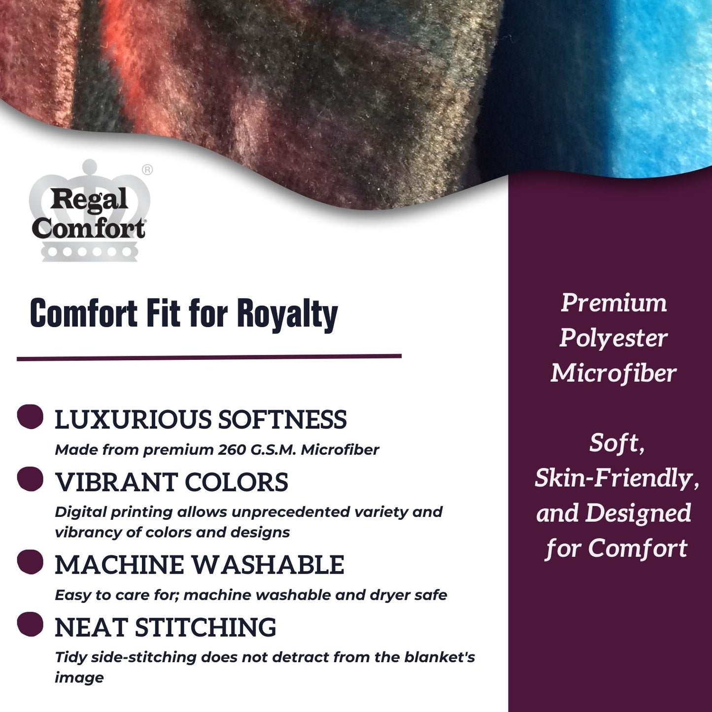 Regal Comfort - Where Light and Dark Meet - Plush Decorative Throw Blanket 50"x60"