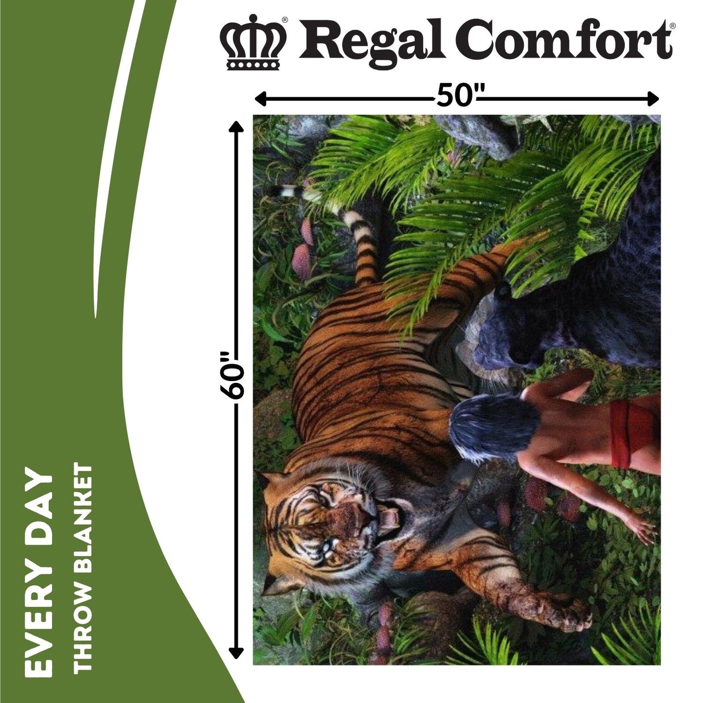 Regal Comfort - The Jungle Boy - Plush Decorative Throw Blanket 50"x60"