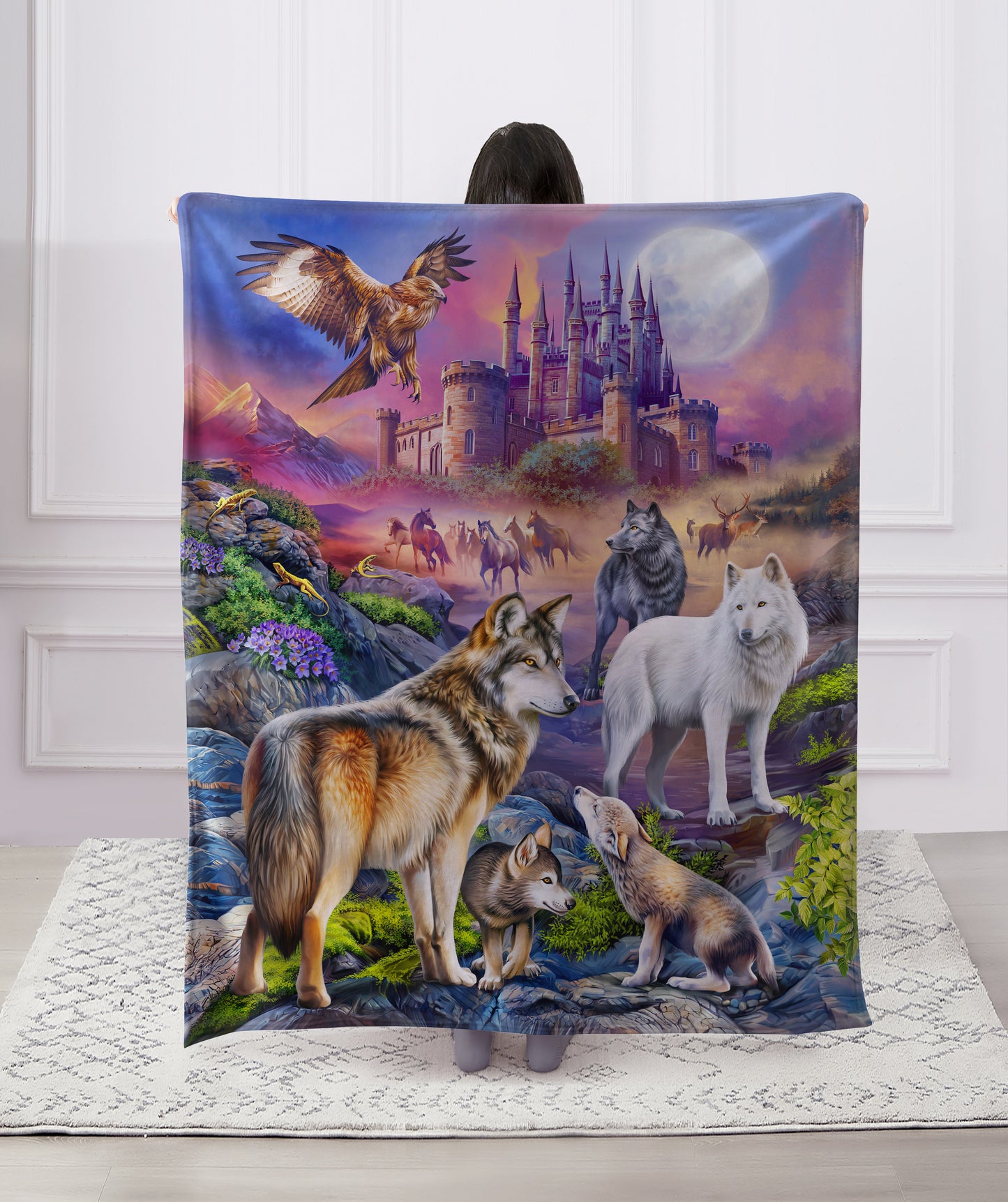 Regal Comfort - Wolf Fantasy - Plush Decorative Throw Blanket 50"x60"