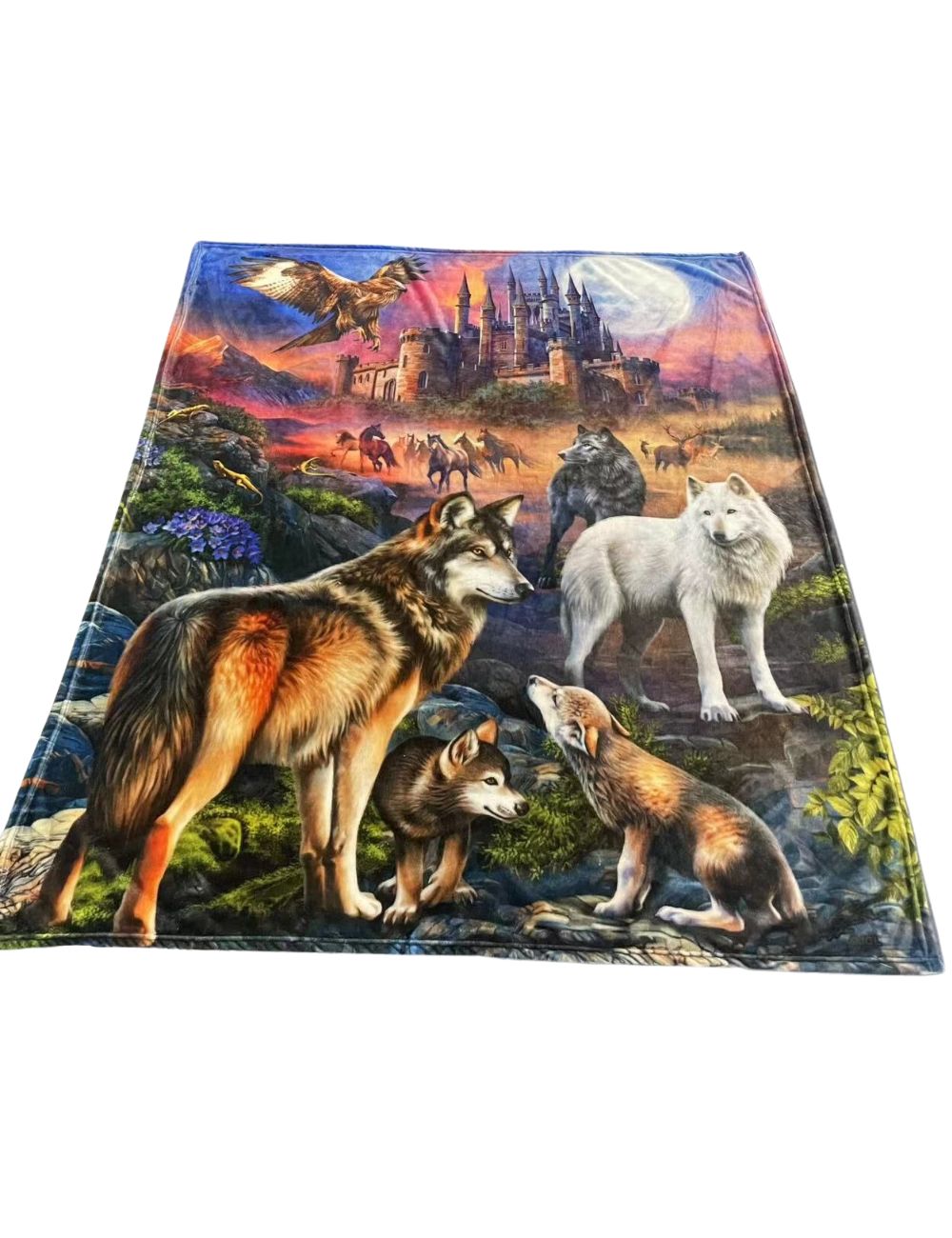 Regal Comfort - Wolf Fantasy - Plush Decorative Throw Blanket 50"x60"