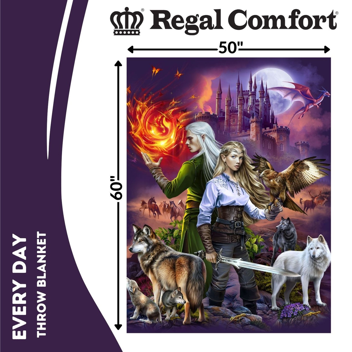Regal Comfort - Elven Domain - Plush Decorative Throw Blanket 50"x60"