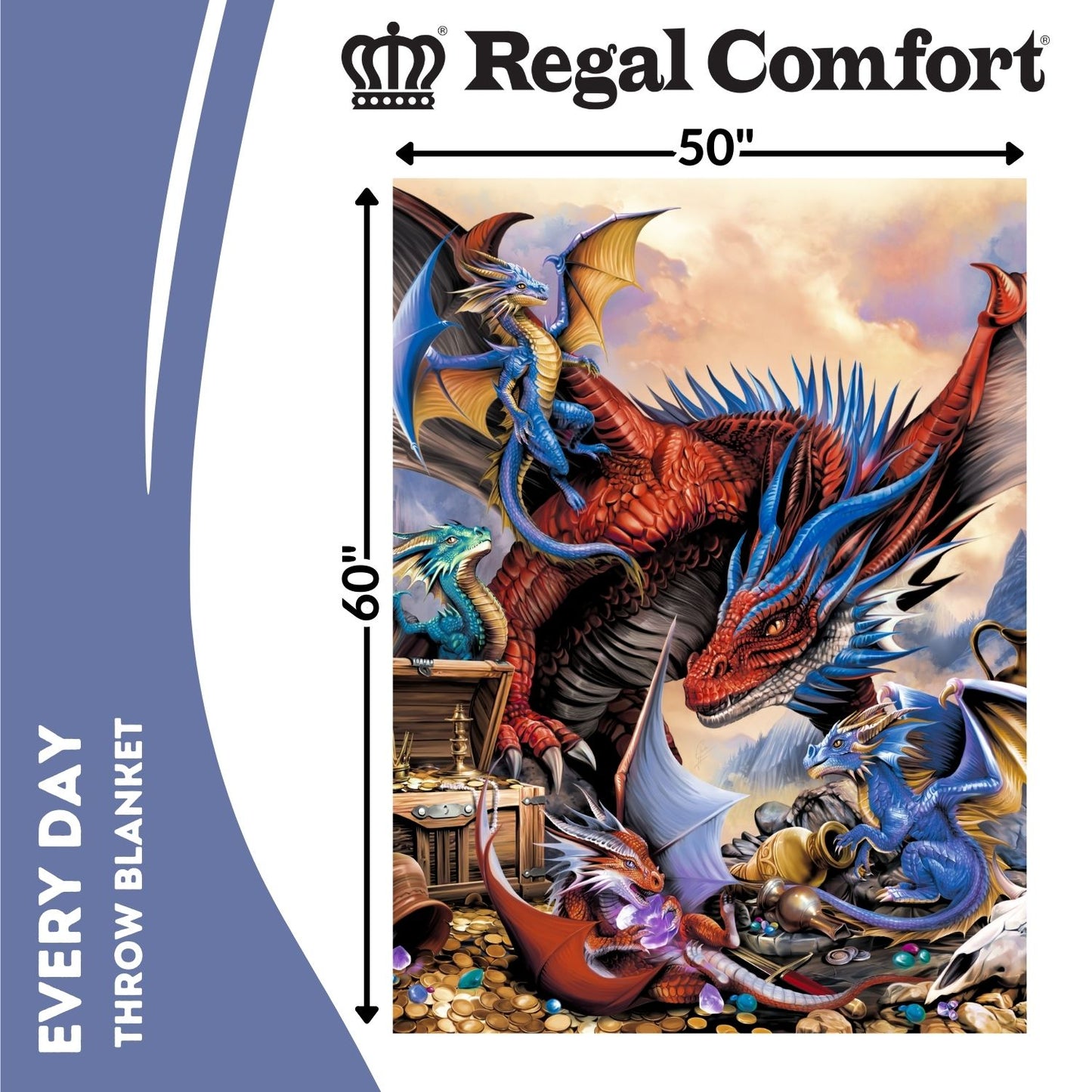 Regal Comfort - Dragon Hoard - Plush Decorative Throw Blanket 50"x60"