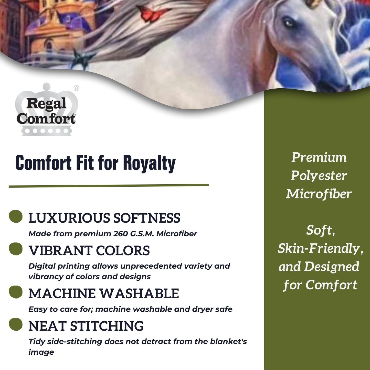 Regal Comfort - Unicorn Fantasy - Plush Decorative Throw Blanket 50"x60"