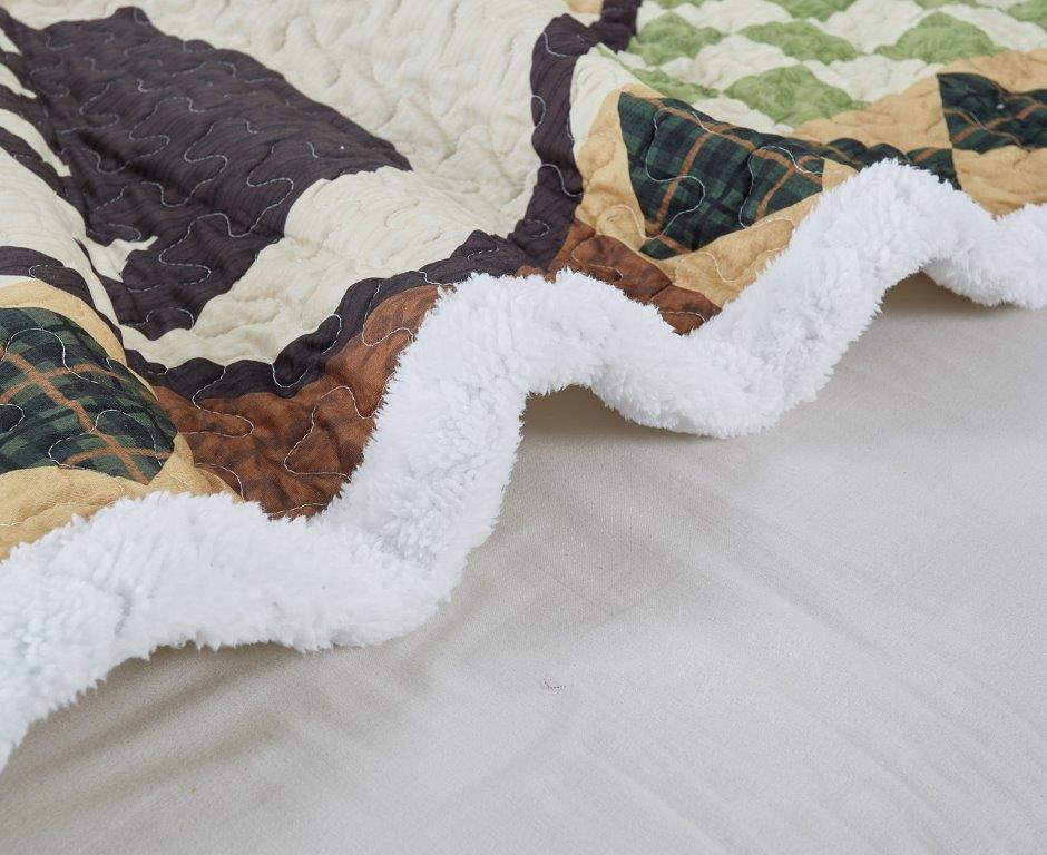 Virah Bella - Four Point Lodge - Quilted Sherpa Throw Blanket 50"x60"