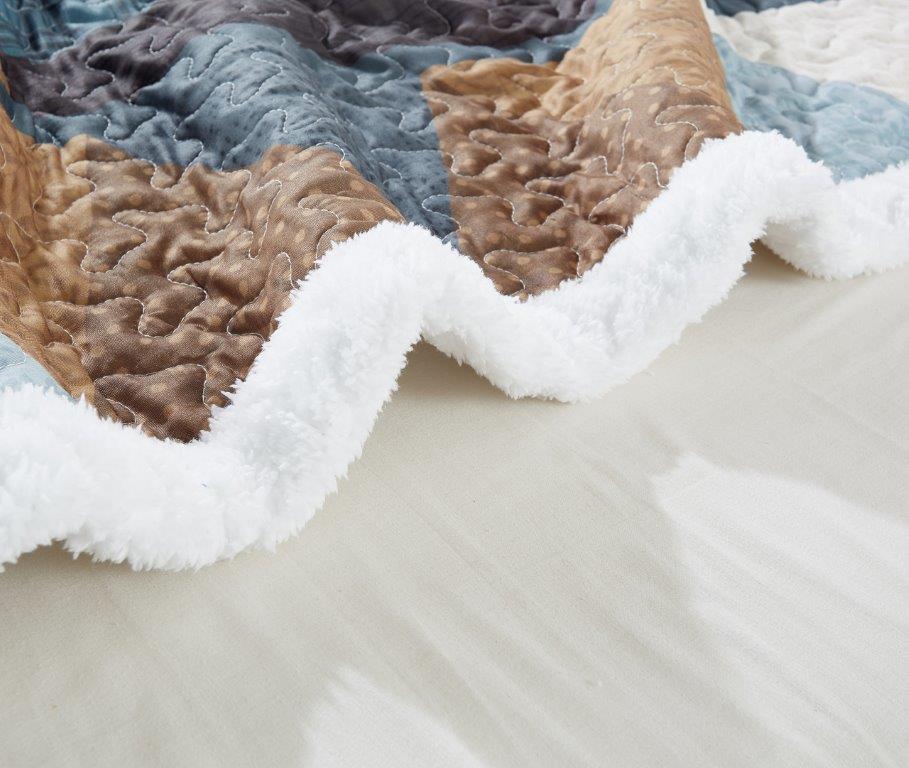 Virah Bella - Patchwork Bear - Quilted Sherpa Throw Blanket 50"x60"