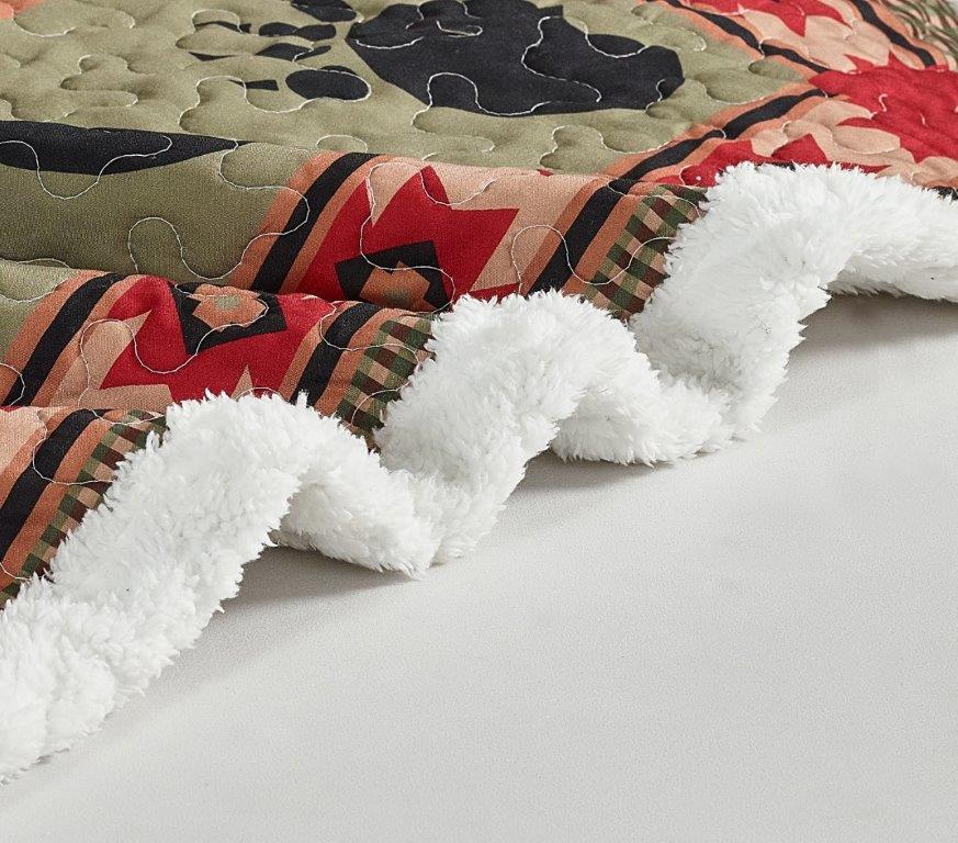 Virah Bella - Bear and Paw - Quilted Sherpa Throw Blanket 50"x60"