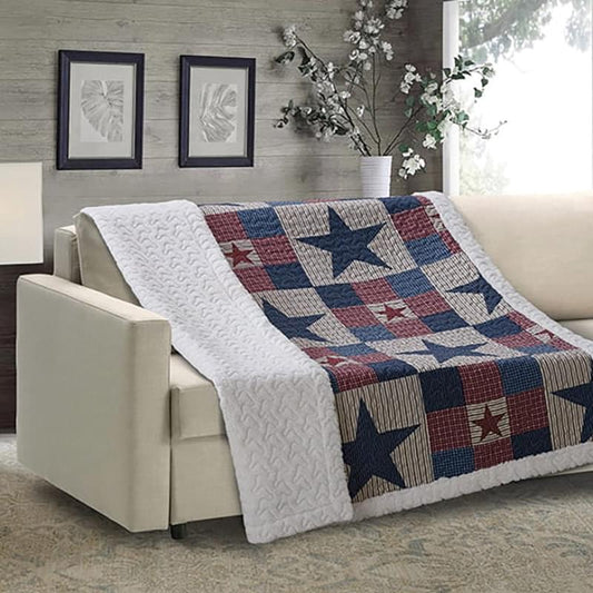 Virah Bella - Mountain Cabin Grey - Quilted Sherpa Throw Blanket 50"x60"