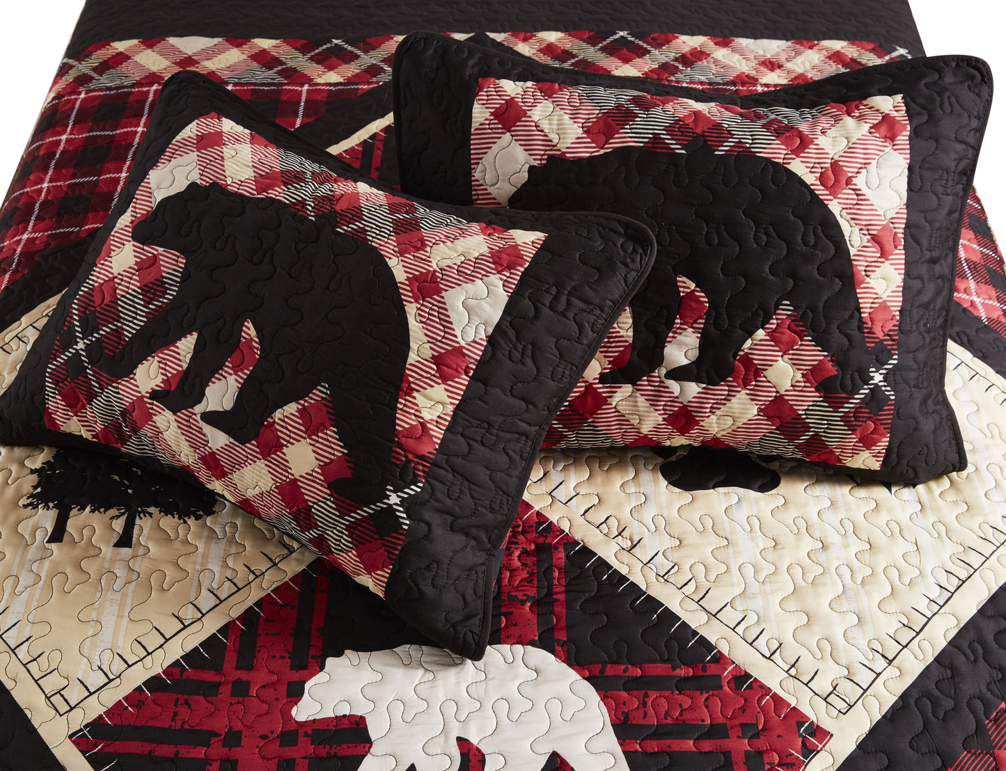 Virah Bella - Diamond Bear Lodge - Lightweight Reversible Quilt Set with Decorative Pillow Shams