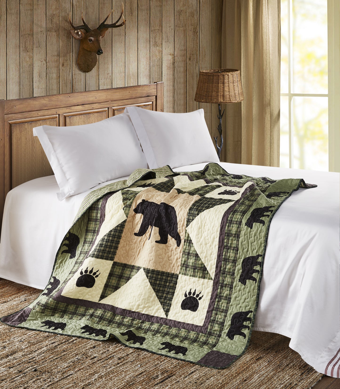 Virah Bella - Bear Star - Lightweight Quilted Throw Blanket 50" x 60"