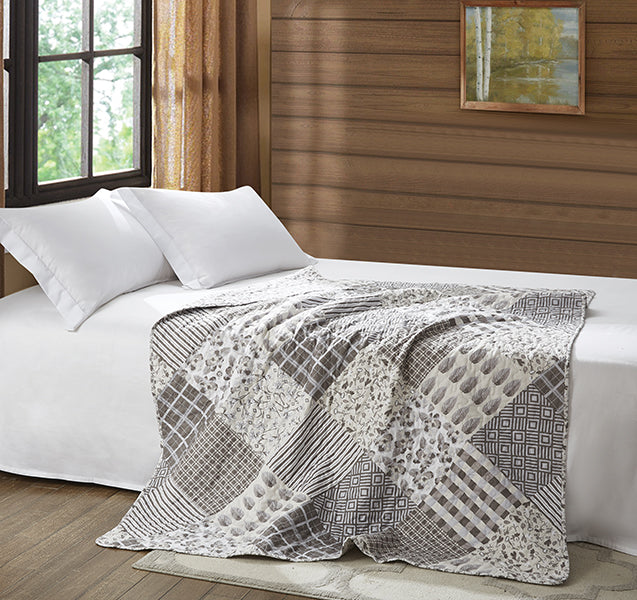 Virah Bella - Charming Grays - Lightweight Quilted Throw Blanket 50" x 60"