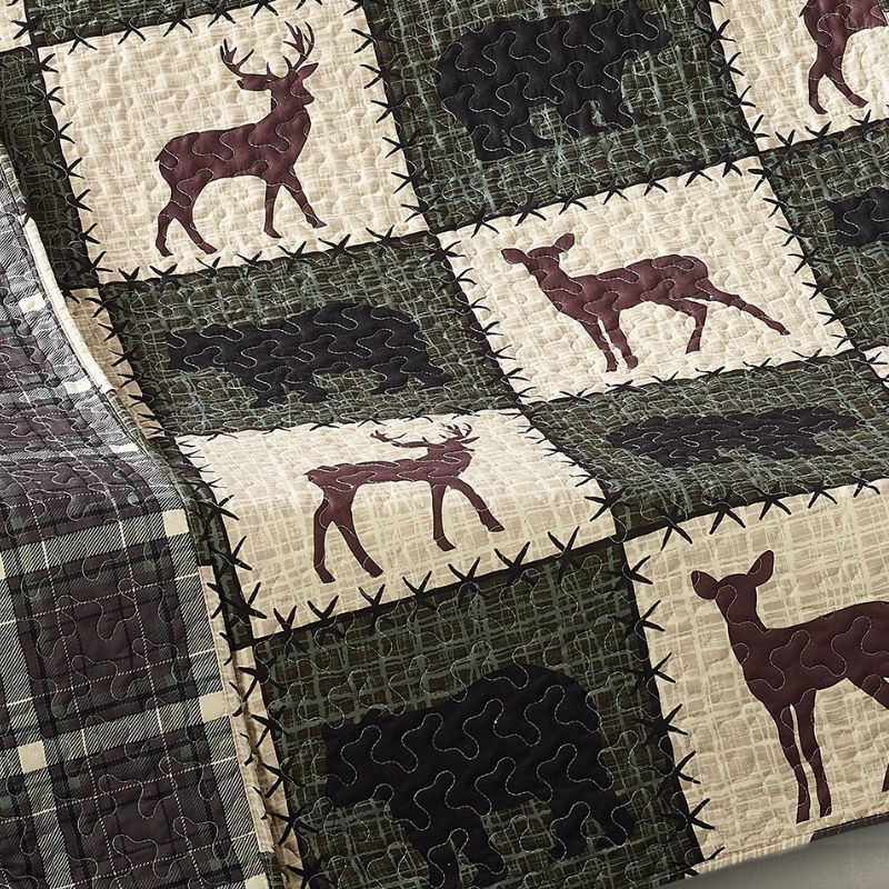 Virah Bella - Stitched Forest Verdant - Lightweight Quilted Throw Blanket 50" x 60"