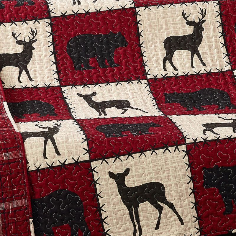 Virah Bella - Stitched Forest Vermillion - Lightweight Quilted Throw Blanket 50" x 60"