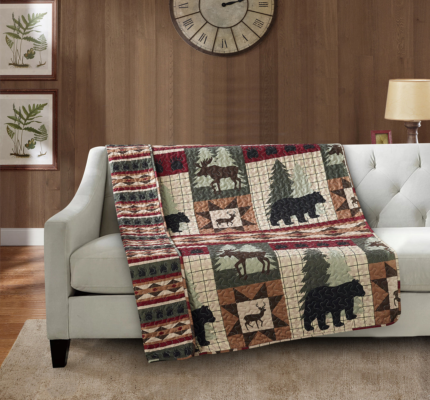 Virah Bella - Wildlife Patch - Lightweight Quilted Throw Blanket 50" x 60"