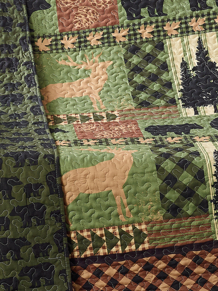 Virah Bella - Autumn Forest Green - Lightweight Quilted Throw Blanket 50" x 60"