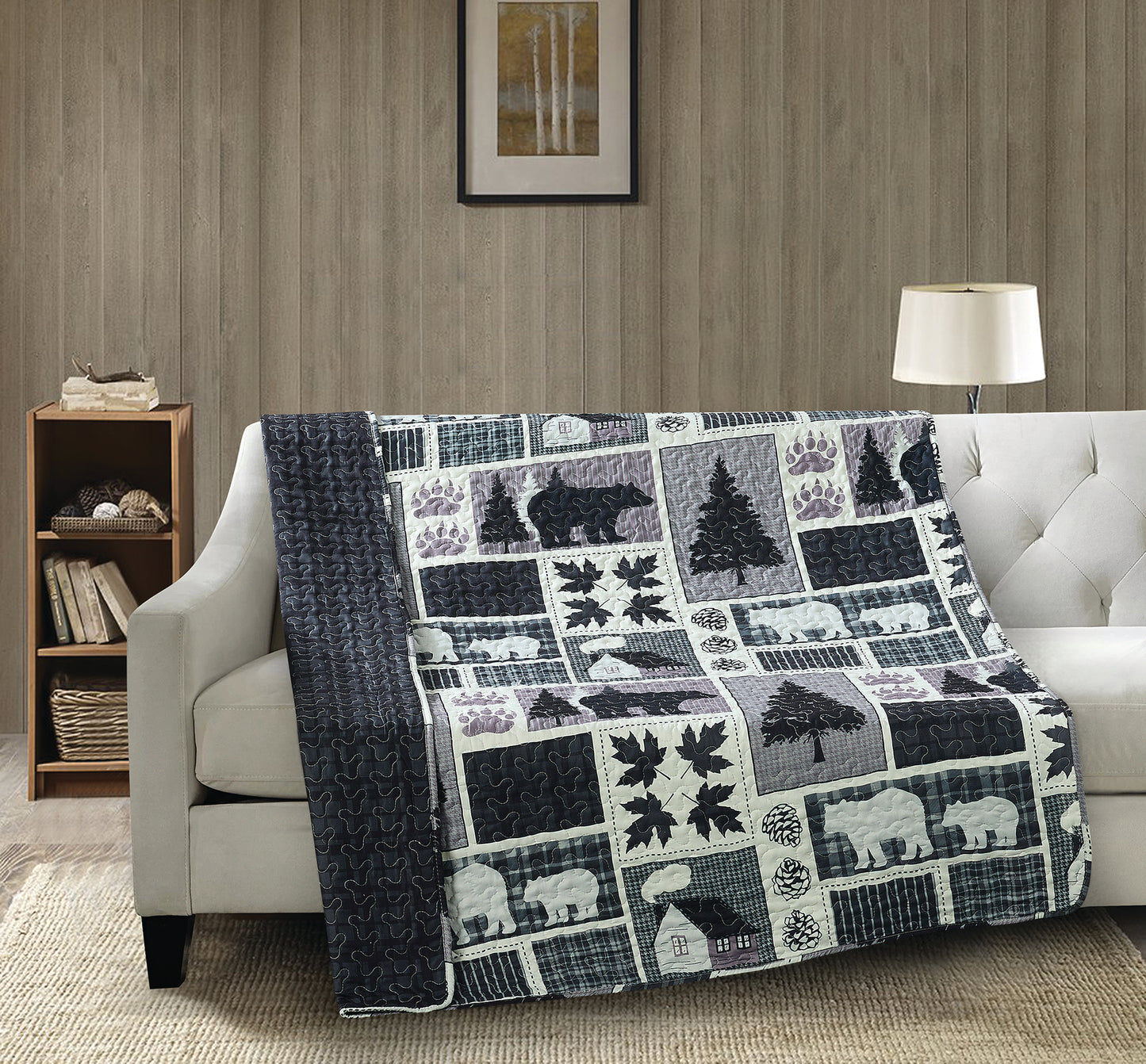 Virah Bella - Plaid Forest - Lightweight Quilted Throw Blanket 50" x 60"