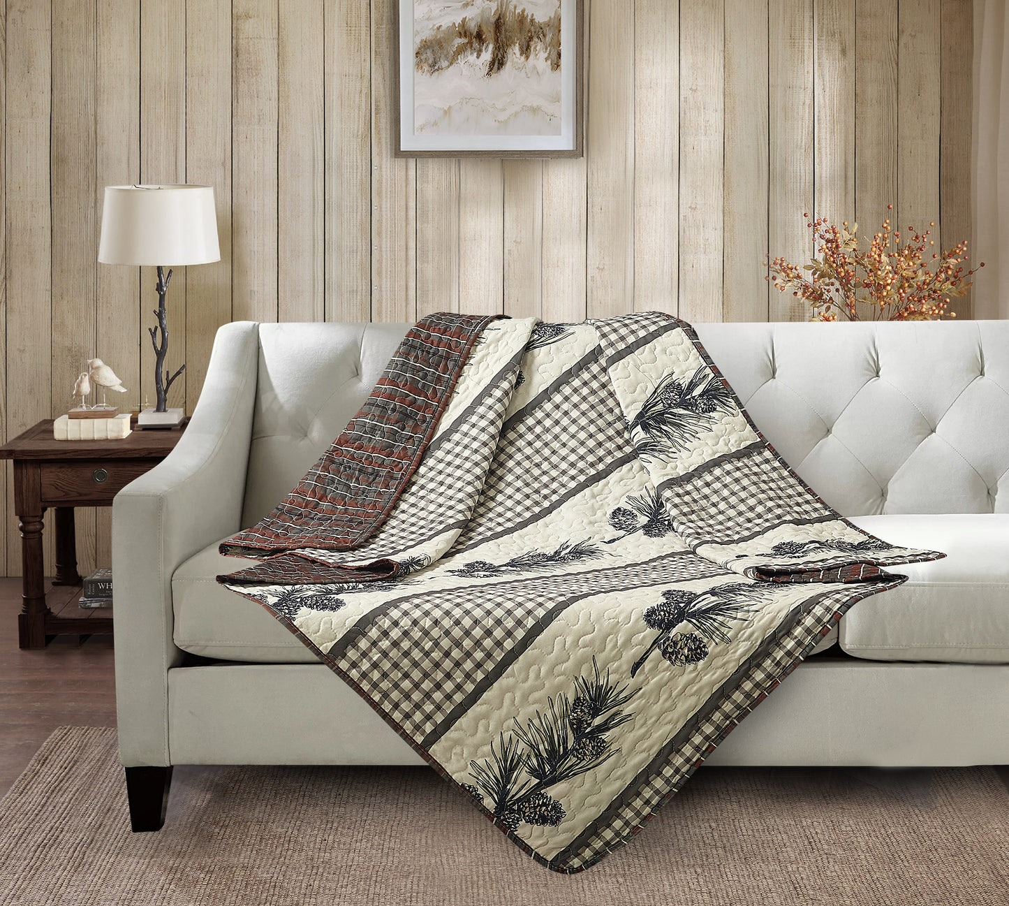 Virah Bella - Cascade Falls - Lightweight Quilted Throw Blanket 50" x 60"