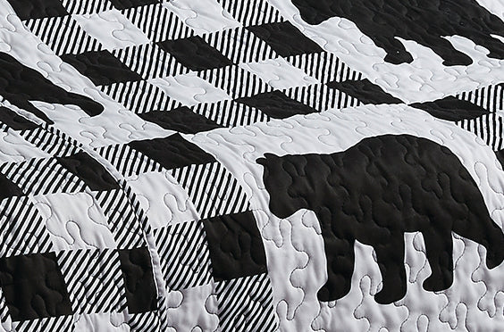 Virah Bella - Buffalo Bear Plaid White - Lightweight Quilted Throw Blanket 50" x 60"