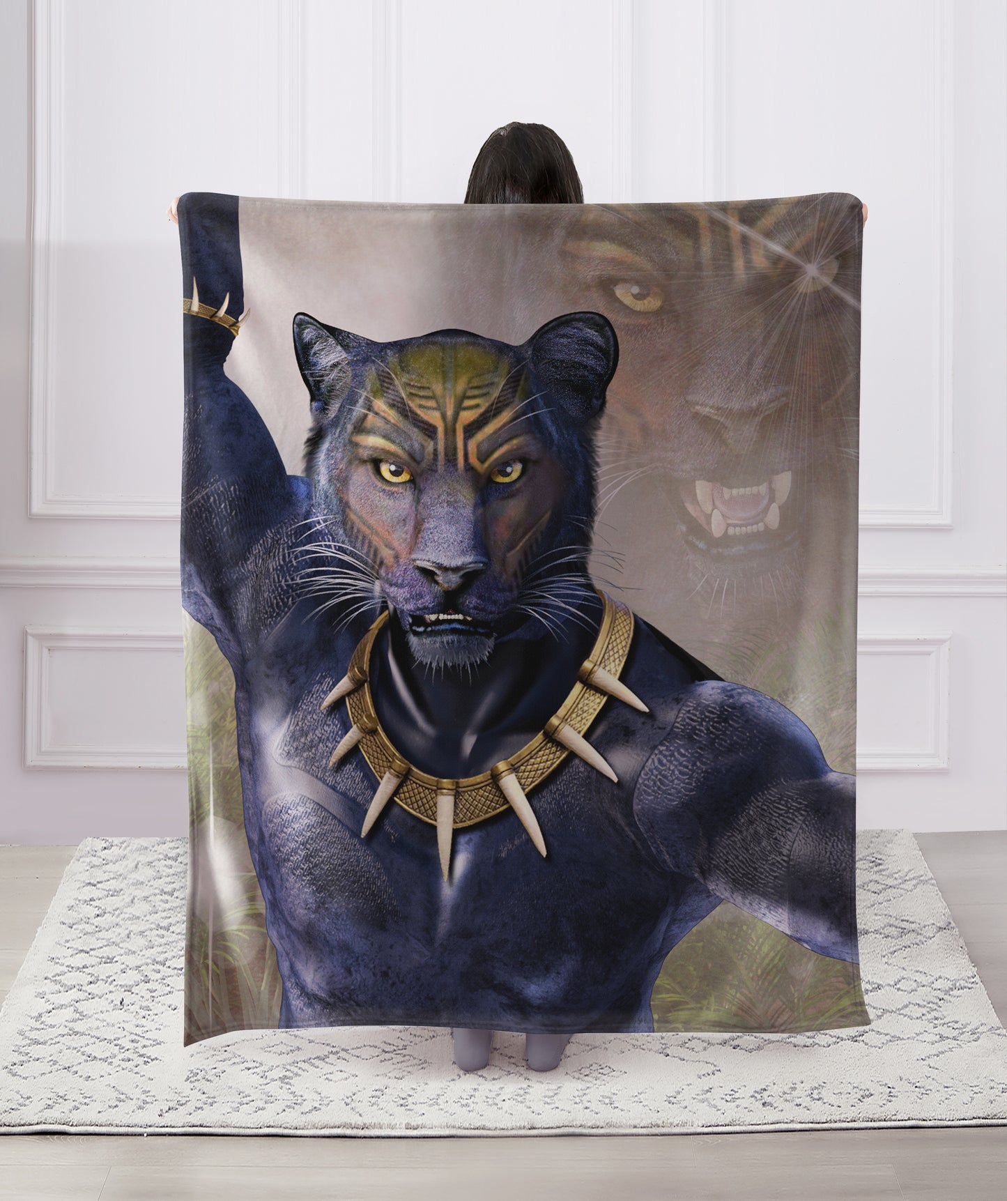 Regal Comfort - Panther Warrior - Plush Decorative Throw Blanket 50"x60"