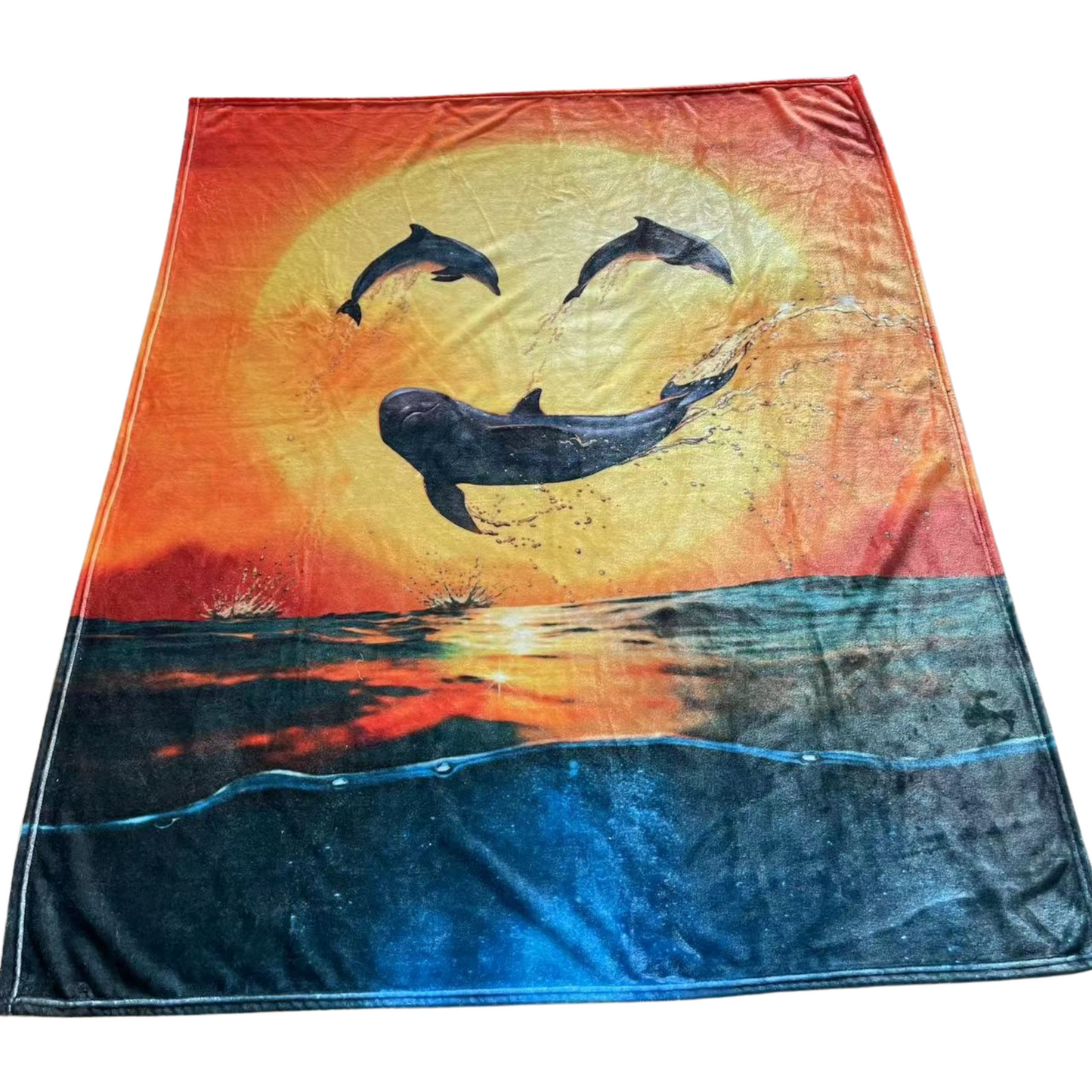 Regal Comfort - Dolphin Emoji Smile - Plush Decorative Throw Blanket 50"x60"