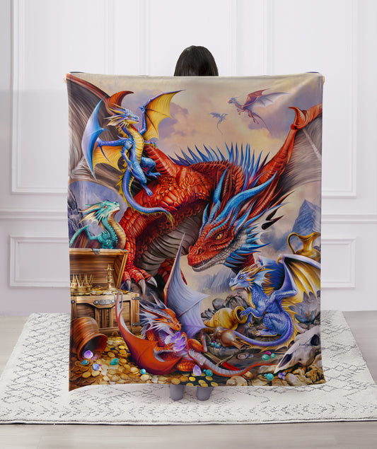 Regal Comfort - Dragon Hoard - Plush Decorative Throw Blanket 50"x60"