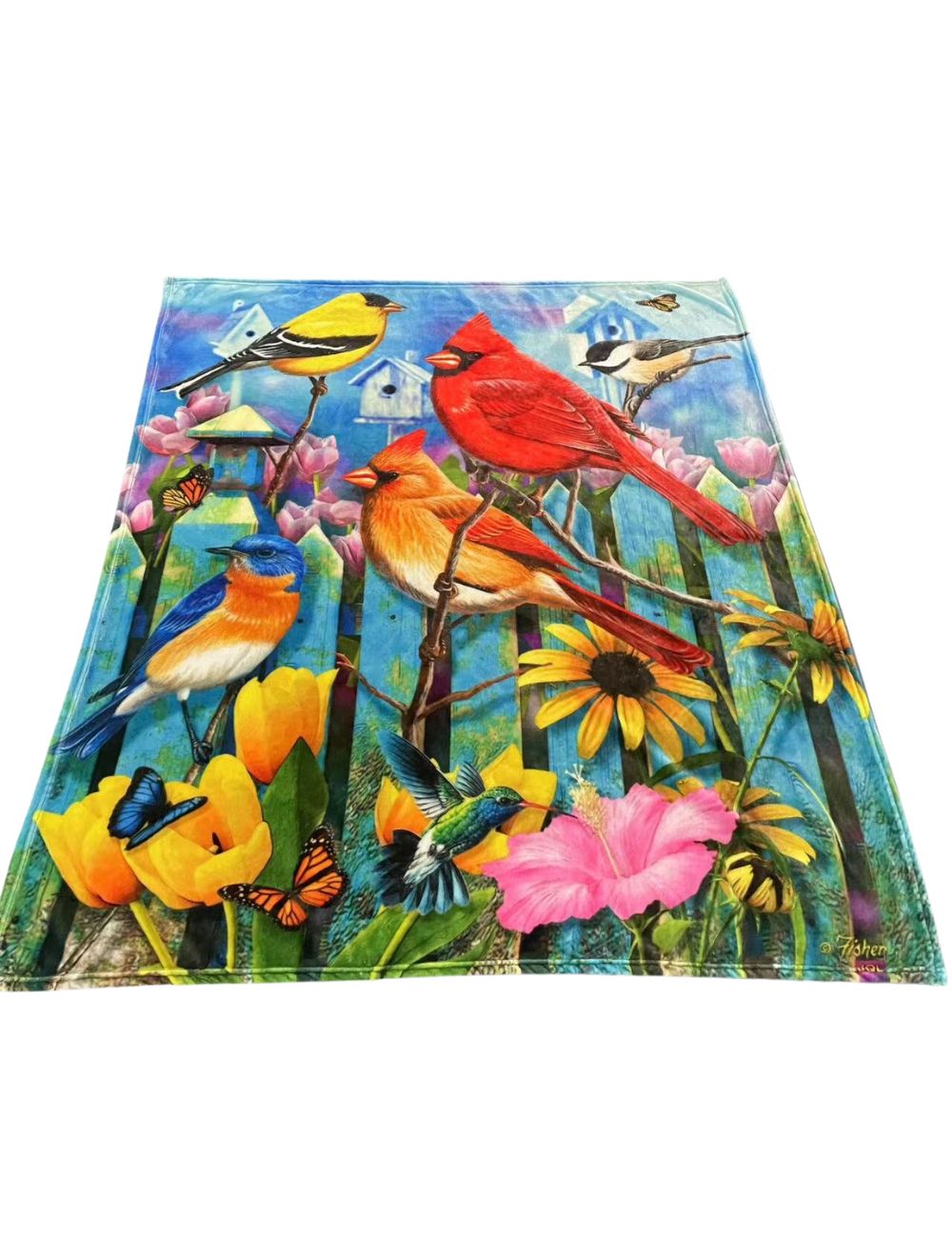 Regal Comfort - Songbird Fence - Plush Decorative Throw Blanket 50"x60"