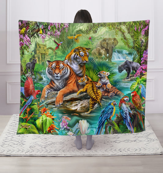Regal Comfort - Jungle Wildlife - Plush Decorative Throw Blanket 50"x60"