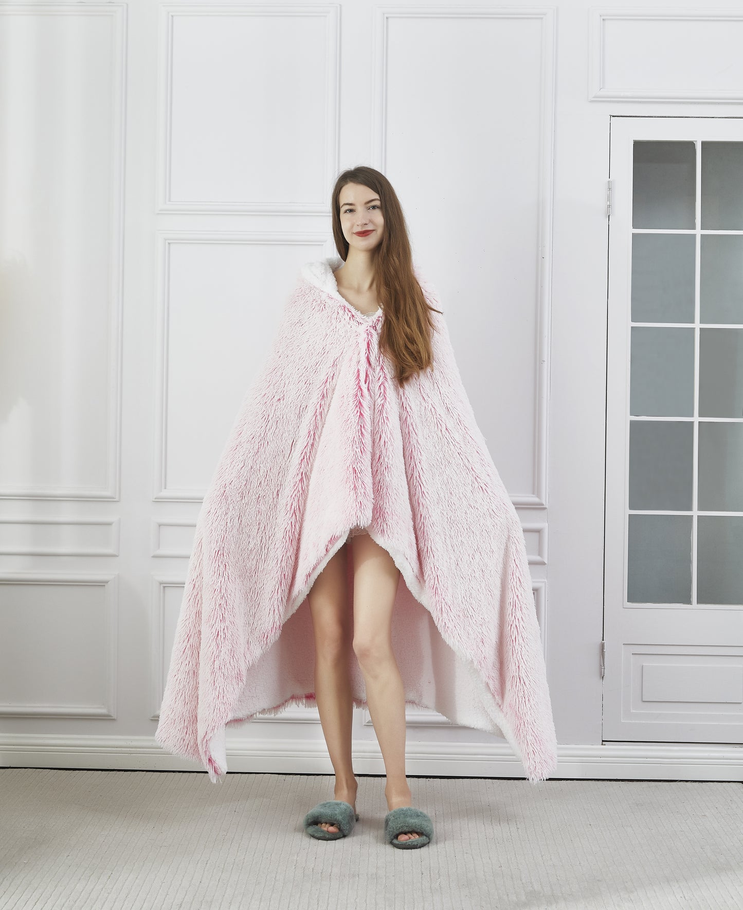 Regal Comfort - Bubblegum Frost - Faux Fur Wearable Throw