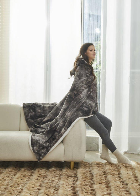 Regal Comfort - River Rock - Faux Fur Wearable Throw