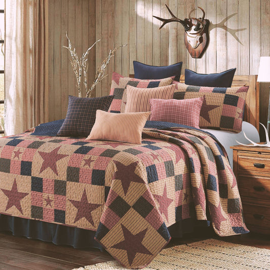 Virah Bella - Mountain Cabin Red - Lightweight Reversible Quilt Set with Decorative Pillow Shams