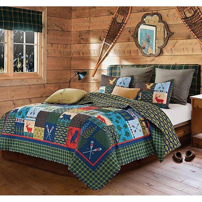 Virah Bella - Lake and Lodge - Lightweight Reversible Quilt Set with Decorative Pillow Shams