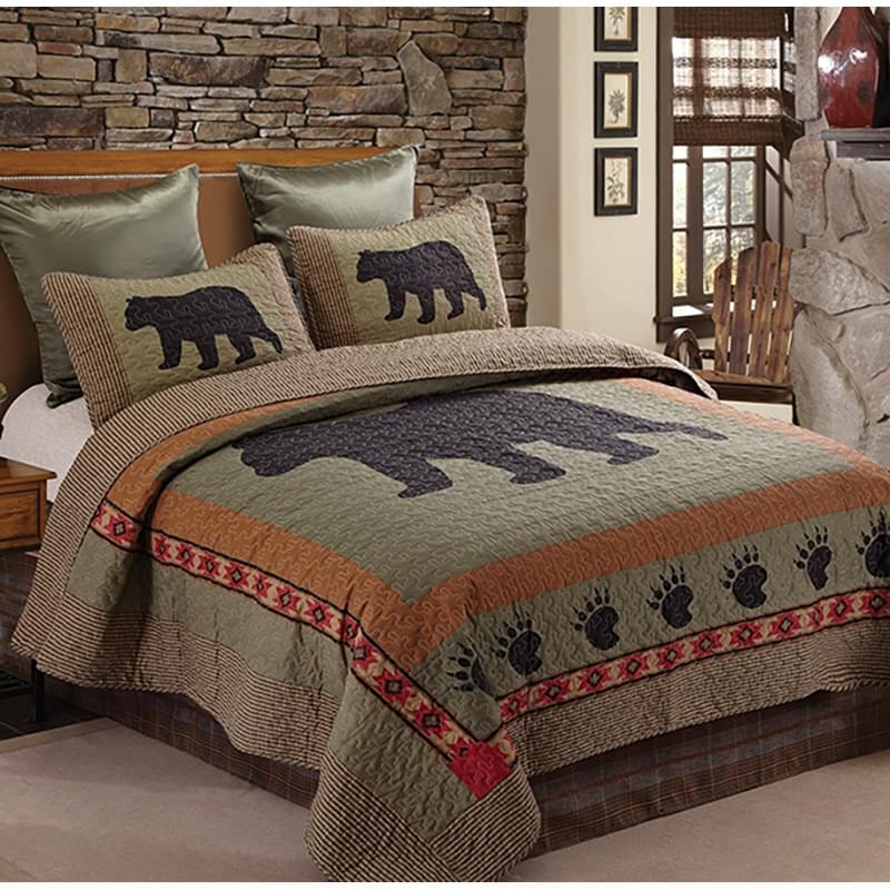 Virah Bella - Bear and Paw - Lightweight Reversible Quilt Set with Decorative Pillow Shams