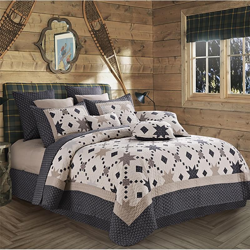 Virah Bella - Midnight Star - Lightweight Reversible Quilt Set with Decorative Pillow Shams