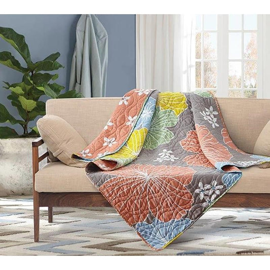 Virah Bella - Hibiscus - Lightweight Quilted Throw Blanket 50" x 60"