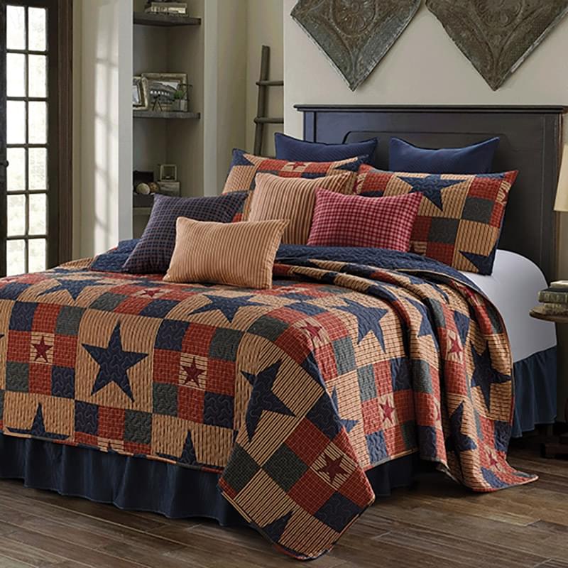 Virah Bella - Mountain Cabin Blue - Lightweight Reversible Quilt Set with Decorative Pillow Shams