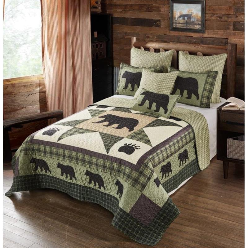 Virah Bella - Bear Star - Lightweight Reversible Quilt Set with Decorative Pillow Shams