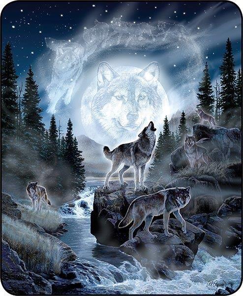 Regal Comfort - Moon Wolf - Plush Decorative Throw Blanket 50"x60"