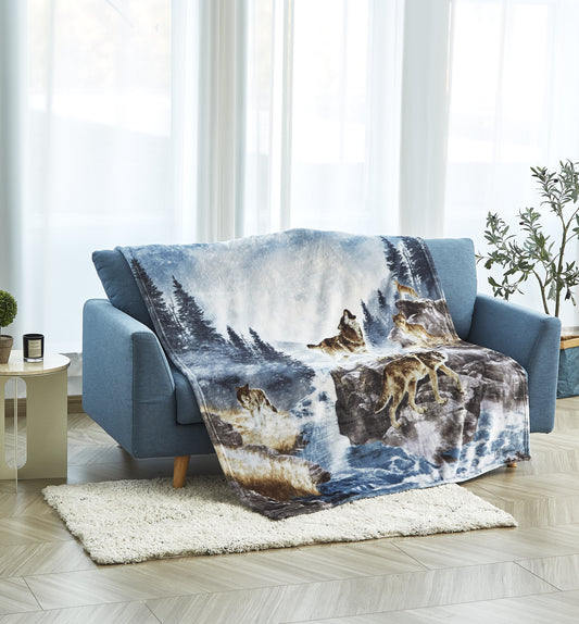 Regal Comfort - Moon Wolf - Plush Decorative Throw Blanket 50"x60"