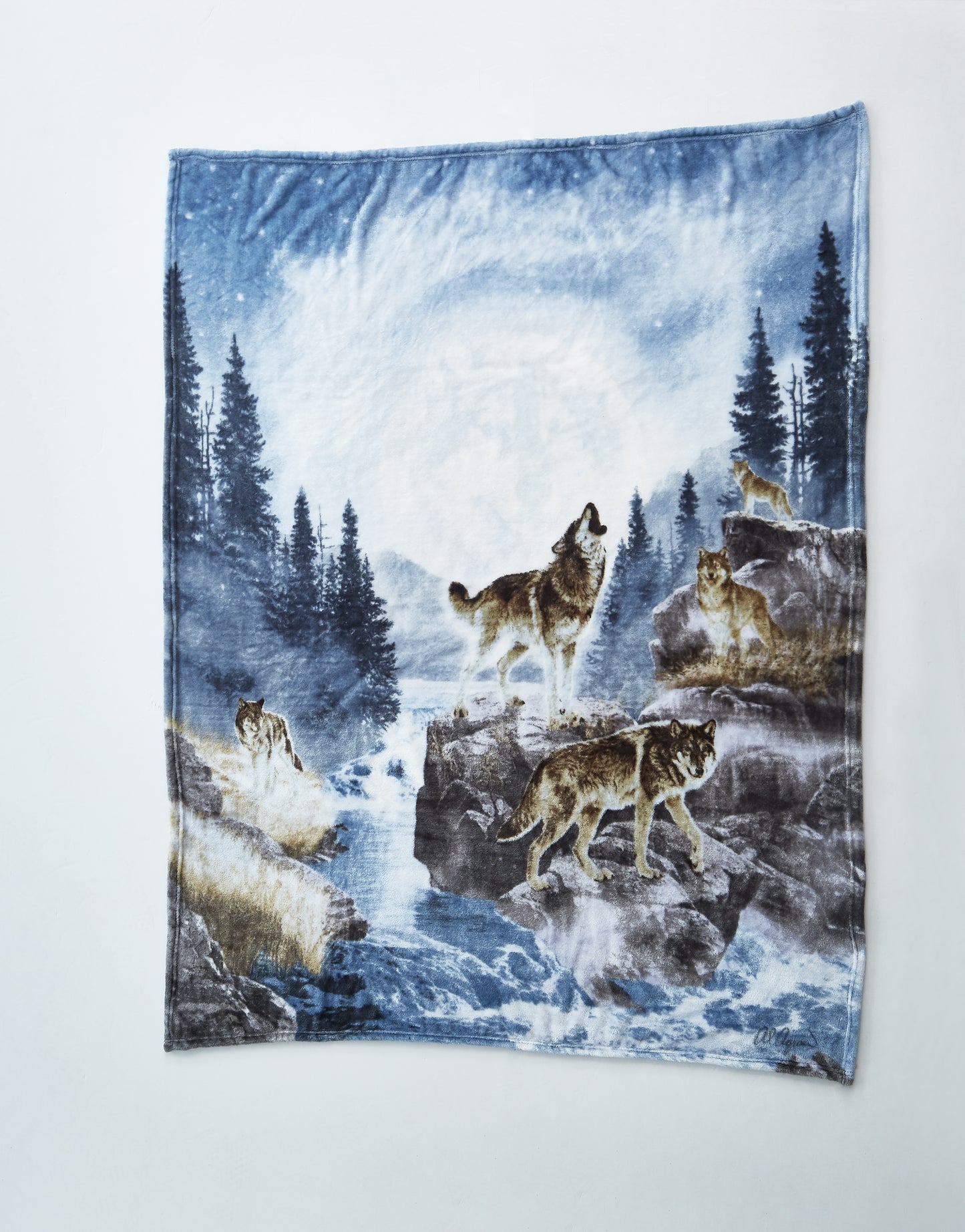 Regal Comfort - Moon Wolf - Plush Decorative Throw Blanket 50"x60"