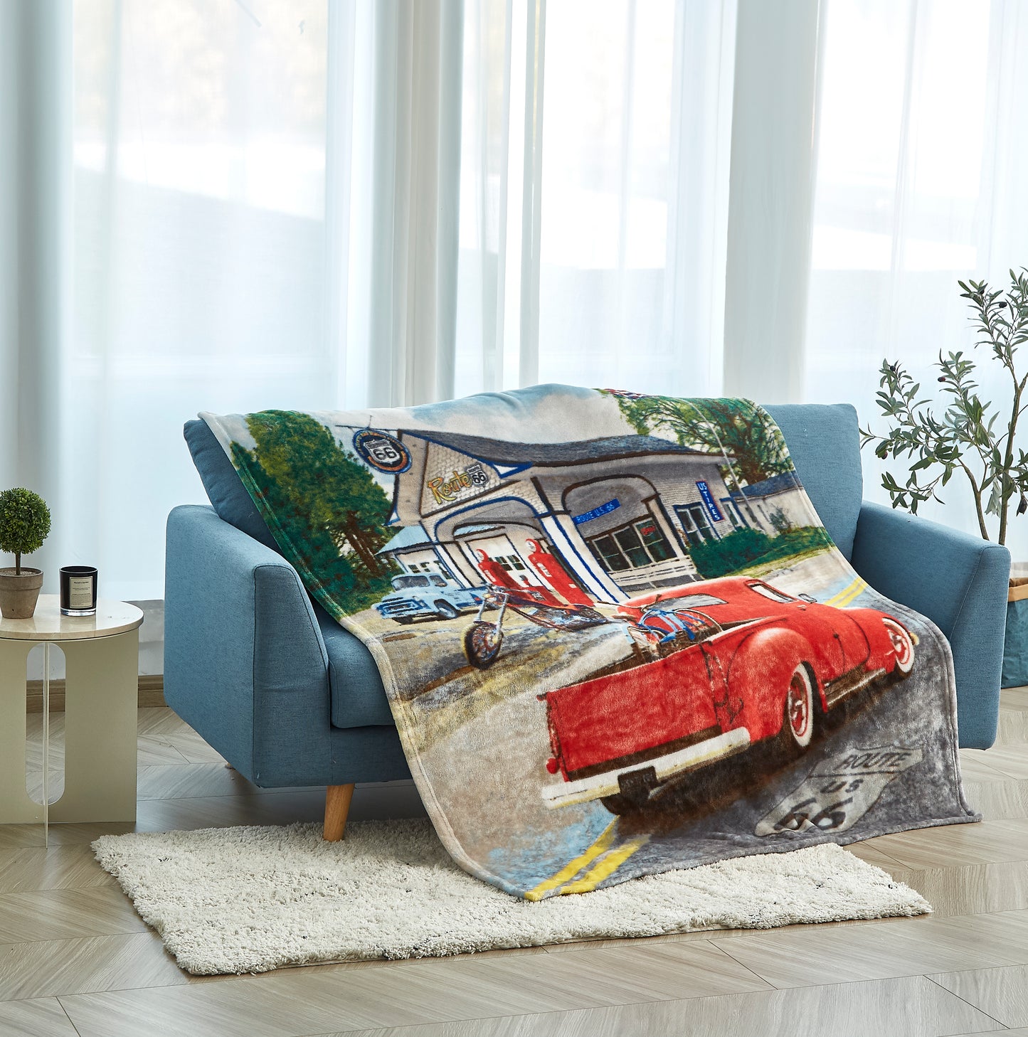 Regal Comfort - Route 66 - Plush Decorative Throw Blanket 50"x60"