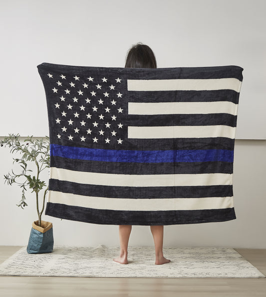 Regal Comfort - Police Department Flag - Plush Decorative Throw Blanket 50"x60"