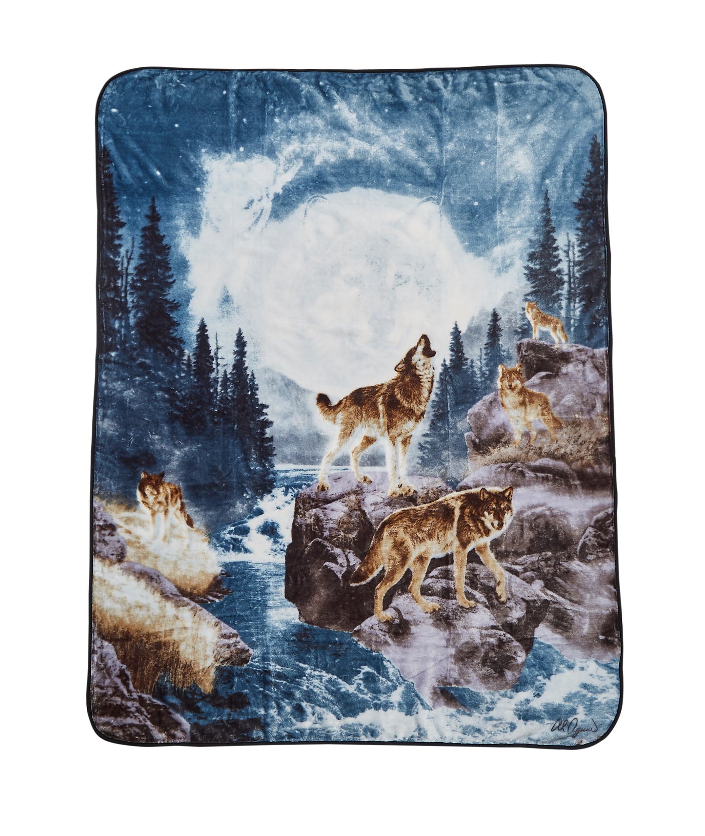 Regal Comfort - Moon Wolf - Plush Decorative Throw Blanket 60"x80"