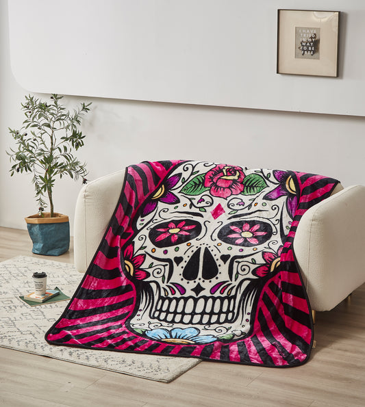 Regal Comfort - Sugar Skull - Plush Decorative Throw Blanket 60"x80"