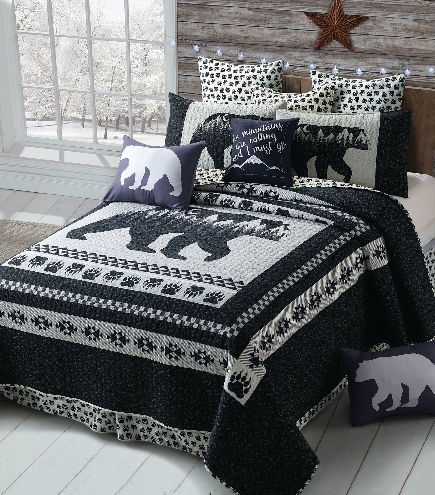 Virah Bella - Moon Bear - Lightweight Reversible Quilt Set with Decorative Pillow Shams