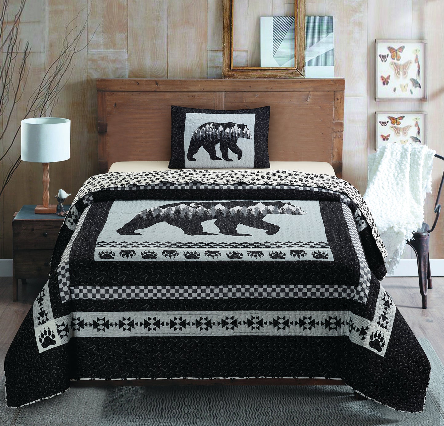 Virah Bella - Moon Bear - Lightweight Reversible Quilt Set with Decorative Pillow Shams